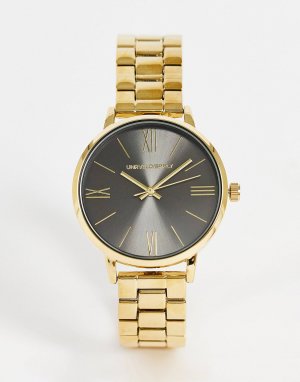 Золотистые часы с тонким браслетом и металлическим циферблатом DESIGN Asos