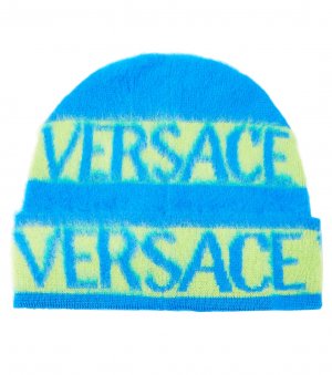 Шерстяная шапка с логотипом , синий Versace Kids