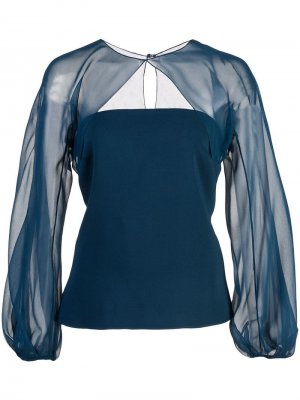 Полупрозрачная блузка с прорезями Cushnie. Цвет: синий