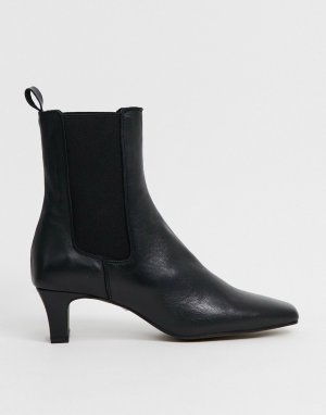 Черные кожаные ботинки челси с квадратным носом -Черный Chio