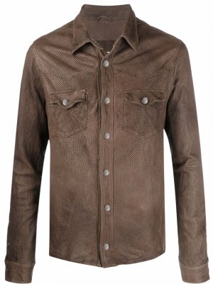 Кожаная куртка-рубашка Giorgio Brato. Цвет: коричневый