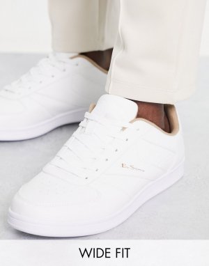 Бежево-белые минимальные кроссовки на шнуровке Wide Fit Ben Sherman