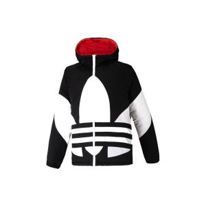 Originals Reversible Jacket With Large Logo Print And Hood Men Outerwear Black Red GH8318 Adidas