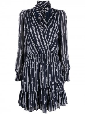 Короткое платье Georgette с оборками Michael Kors. Цвет: синий