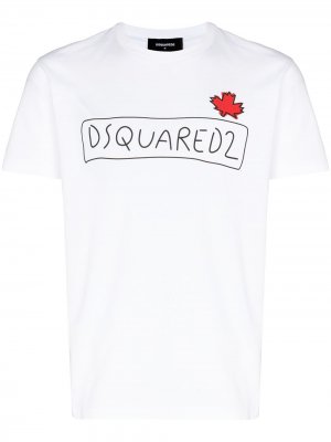 Maple Leaf logo doodle-print T-shirt Dsquared2. Цвет: белый