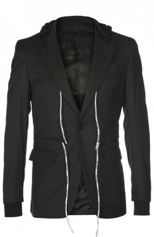 Пиджак с поясом на кулиске и капюшоном Moschino. Цвет: черный