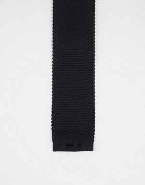 Черный однотонный вязаный галстук French Connection