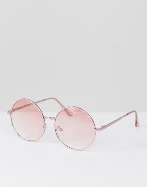 Круглые солнцезащитные очки в металлической оправе с розовыми стеклами -Золотой Jeepers Peepers