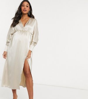 Платье макси кремового цвета с глубоким вырезом -Белый Missguided Maternity