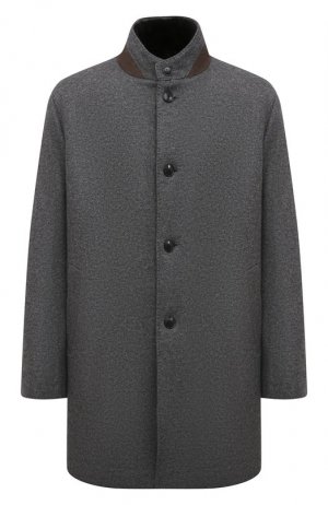 Кашемировое пальто с меховой подкладкой Andrea Campagna. Цвет: серый