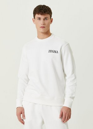 Белый свитшот с логотипом Zegna. Цвет: белый