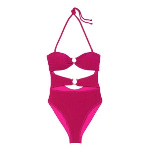 Купальник Victoria's Secret Swim Shimmer Cut-Out Bandeau One-Piece, розовый Victoria's. Цвет: розовый