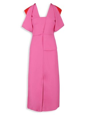Платье миди с цветными блоками и драпировкой, розовый Bottega Veneta