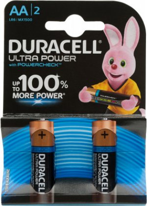 Батарейки щелочные Ultra Power АА/LR6, 2 шт. Duracell. Цвет: черный