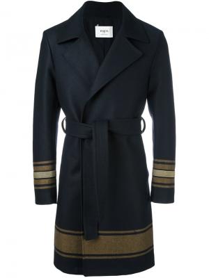 Пальто в полоску с поясом Ports 1961. Цвет: синий