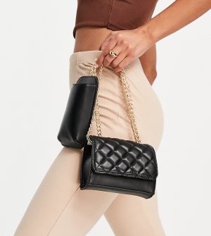 Черная стеганая сумка через плечо с внешним отделением Exclusive-Черный цвет Glamorous