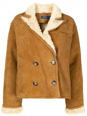 Двубортная куртка с меховой подкладкой Polo Ralph Lauren. Цвет: коричневый