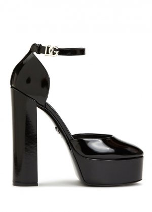 Черные кожаные туфли на платформе и каблуке-капри Dolce&Gabbana