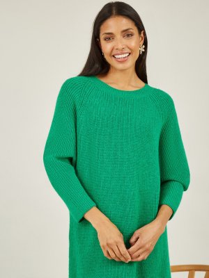 Вязаное платье-джемпер миди , зеленый Yumi