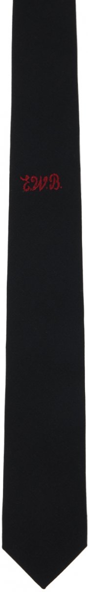 Черный галстук с вышивкой 'EWB' Ernest W. Baker