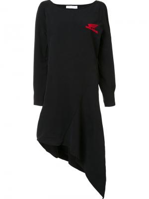 Асимметричное платье с принтом-логотипом Wanda Nylon. Цвет: чёрный
