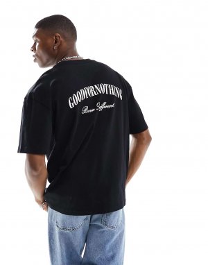 Черная оверсайз-футболка с традиционным принтом Good For Nothing. Цвет: черный