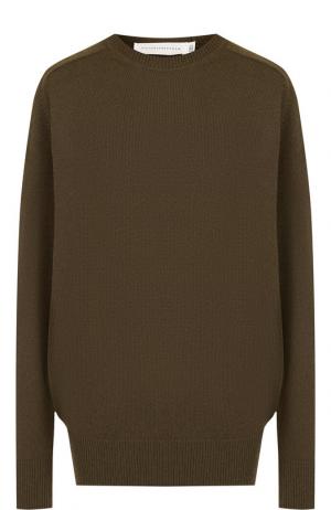 Однотонный кашемировый пуловер с круглым вырезом Victoria Beckham. Цвет: хаки
