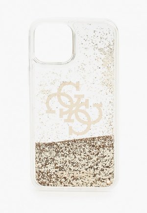 Чехол для iPhone Guess 12 Pro Max (6.7), Liquid Glitter 4G Big logo Gold. Цвет: золотой