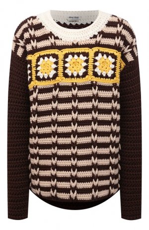 Шерстяной свитер Miu. Цвет: коричневый