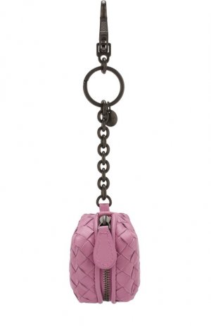Кожаный брелок на молнии с плетением intrecciato Bottega Veneta. Цвет: розовый