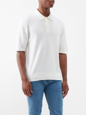 Рубашка-поло из смесовой шерсти с логотипом equestrian knight , белый Burberry
