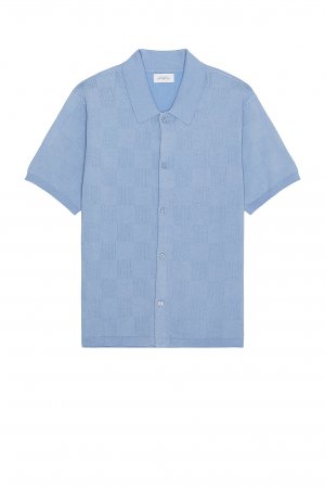 Рубашка Kenneth Checkerboard Knit Short Sleeve, цвет Forever Blue Saturdays Nyc
