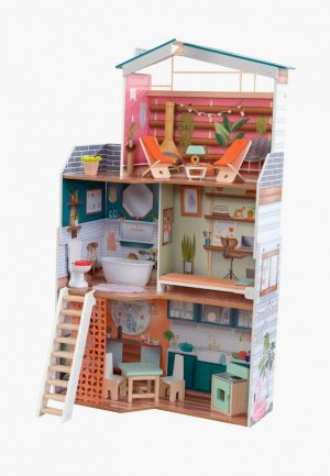 Дом для куклы KidKraft Марлоу, с мебелью 14 предметов в наборе, свет, звук, кукол 30 см. Цвет: разноцветный