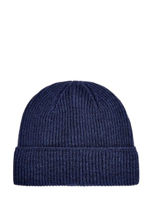 Шерстяная шапка английской вязки с отворотом CANALI. Цвет: синий