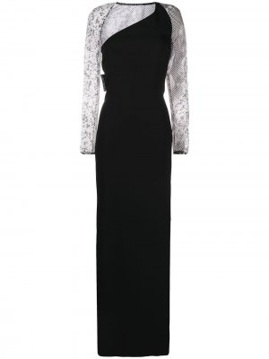 Длинное платье с сетчатыми рукавами Just Cavalli. Цвет: черный