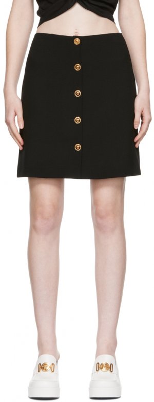 Черная мини-юбка с изображением медузы Versace