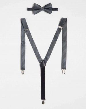 Темно-угольный галстук-бабочка и подтяжки ASOS