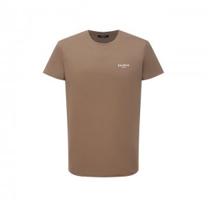 Хлопковая футболка Balmain. Цвет: коричневый
