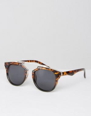 Черепаховые солнцезащитные очки с геометрическим дизайном Missguided. Цвет: коричневый