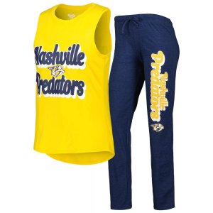 Женский спортивный комплект из топа на бретельках и брюк золотистого цвета темно-синего Nashville Predators Meter, для сна Unbranded