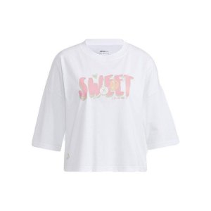 Neo Letter Print Sports Round Neck T-Shirt Women Tops White HB6871 Adidas