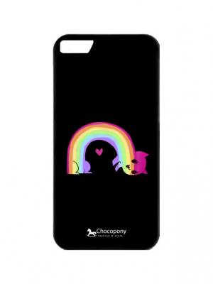 Чехол для iPhone 7  Котенок-радуга Арт. Black7-119 Chocopony. Цвет: черный