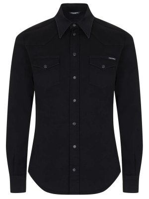 Рубашка Slim Fit джинсовая DOLCE & GABBANA. Цвет: черный