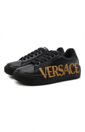 Кожаные кеды Versace. Цвет: чёрный