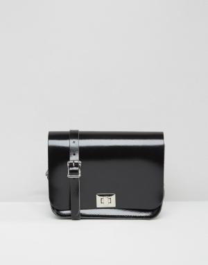 Лакированная сумка через плечо Leather Satchel Company. Цвет: черный