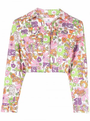 Floral-print cropped denim jacket Chiara Ferragni. Цвет: белый