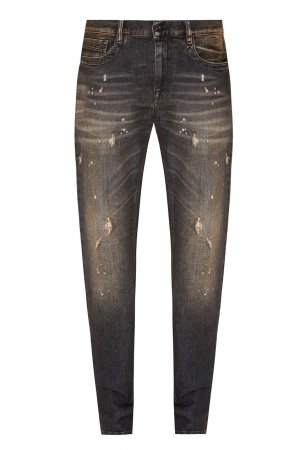 Серые джинсы с рваным эффектом Bikkembergs. Цвет: черный