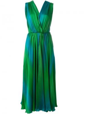 Платье с драпировкой и V-образным вырезом Jean Louis Scherrer Vintage. Цвет: зелёный