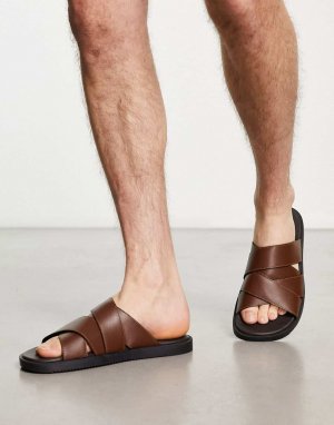 Коричневые сандалии с несколькими ремешками ASOS DESIGN