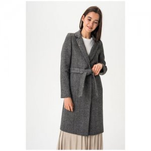 Пальто приталенного силуэта с английским воротником ElectraStyle 4-5642-303 Серый 48/164. Цвет: серый